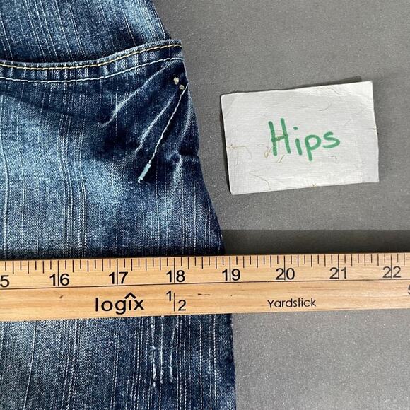 Y2K Zoey Beth Denim Skirt Size Medium Low Rise Mini Blue Jean Embellished Bling - Picture 9 of 10